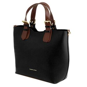 Tuscany Leather TLBag Saffiano leather tote Black