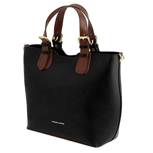 Tuscany Leather TLBag Saffiano leather tote Black