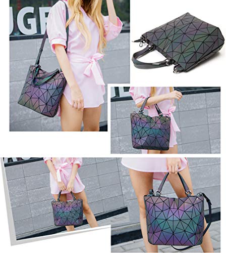 Geometric Luminous Purses and Handbags Holographic Purse Lumikay Bag Reflective Leather Irredescent Tote NO.1