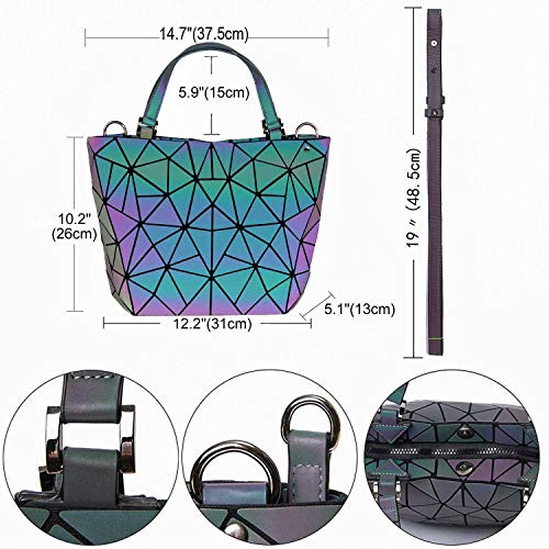 Geometric Luminous Purses and Handbags Holographic Purse Lumikay Bag Reflective Leather Irredescent Tote NO.1