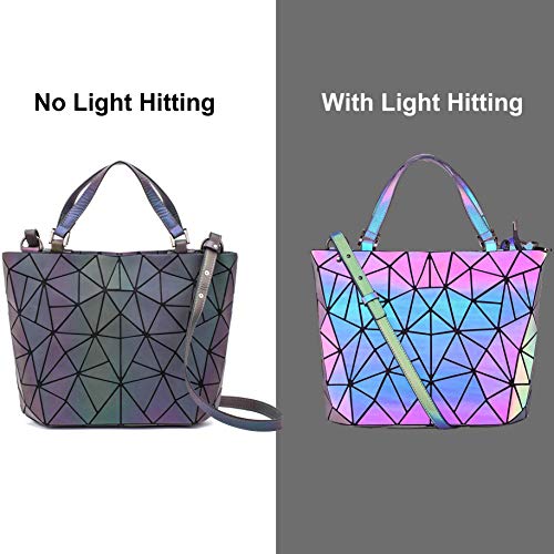 Geometric Luminous Purses and Handbags Holographic Purse Lumikay Bag Reflective Leather Irredescent Tote NO.1