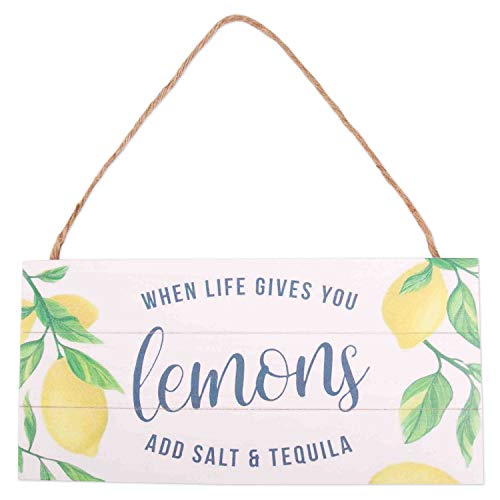 GSM Brands When Life Gives You Lemons Wood Plank Hanging Sign (13.75x6.9)