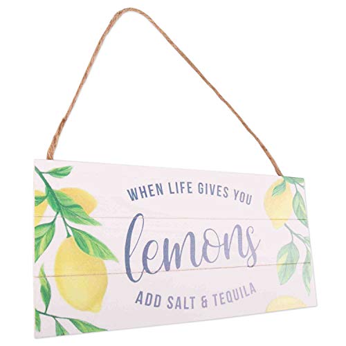 GSM Brands When Life Gives You Lemons Wood Plank Hanging Sign (13.75x6.9)