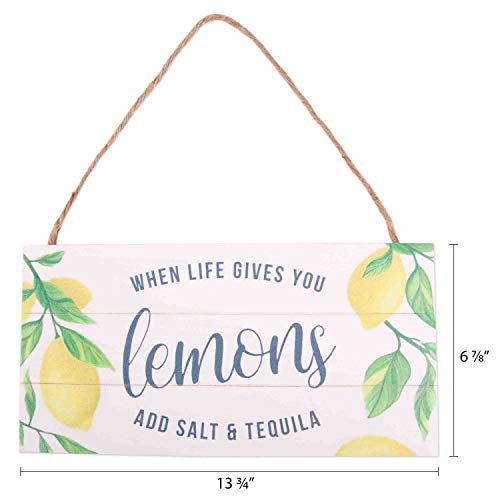 GSM Brands When Life Gives You Lemons Wood Plank Hanging Sign (13.75x6.9)