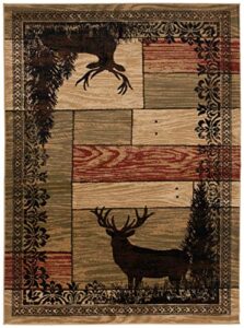 mayberry rugs woodgrain elk area rug, 5’3″x7’3″, multicolor