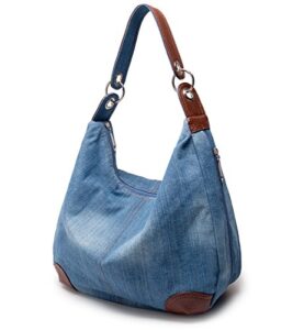 dreams mall(tm women’s handbag denim purse hobo tote top handle jean shoulder crossbody bags,light blue