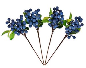 ds. distinctive style artificial blueberries 4 pieces lifelike faux fruit berries fake flowers for decoration (blue)