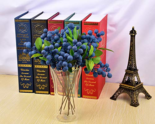 DS. DISTINCTIVE STYLE Artificial Blueberries 4 Pieces Lifelike Faux Fruit Berries Fake Flowers for Decoration (Blue)