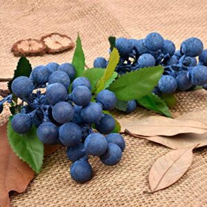 DS. DISTINCTIVE STYLE Artificial Blueberries 4 Pieces Lifelike Faux Fruit Berries Fake Flowers for Decoration (Blue)