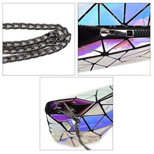 Goclothod Handbag Fashion Holographic Laser Shoulder Bag Geometric Envelope Clutch Chain Crossbody Purse for Women (Iridescent)