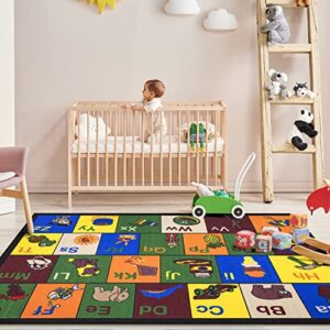 ottomanson jenny children’s rug collection, area 5′ x 6’6″, educational alphabet multicolor