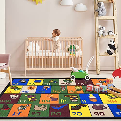 Ottomanson Jenny Children's Rug Collection, Area 5' x 6'6", Educational Alphabet Multicolor