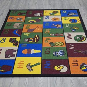 Ottomanson Jenny Children's Rug Collection, Area 5' x 6'6", Educational Alphabet Multicolor