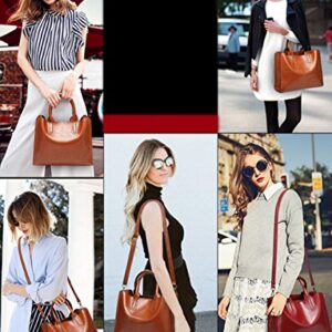 FiveloveTwo Womens Ladies Vintage Solid Color Handbags and Purses PU Leather Top-handle Satchel Hobo Crossbody Totes Shoulder Bags Brown