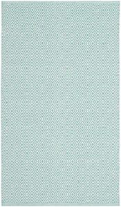safavieh montauk collection 2’6″ x 4′ ivory / aqua mtk515a handmade flatweave cotton accent rug