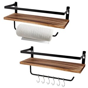 phunaya floating shelves,wall mounted shelf for kitchen,living room,bedroom,bathroom storage,rustic wood,set of 2