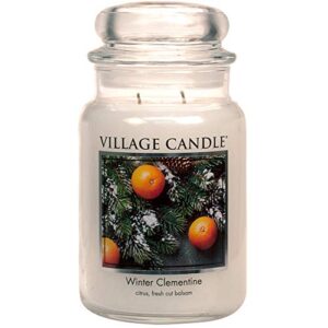 village candle winter clementine large apothecary jar, scented candle, 21.25 oz.