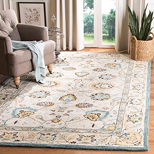 SAFAVIEH Antiquity Collection 6' x 9' Peacock / Blue AT812B Handmade Traditional Oriental Premium Wool Area Rug