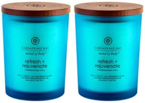 chesapeake bay candle scented candles, refresh + rejuvenate (mediterranean citrus), medium (2-pack)