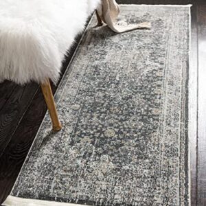 Unique Loom Baracoa Collection Area Rug - La Cabana (2' 2" x 6' 1" Runner, Fume Gray/ Brown)