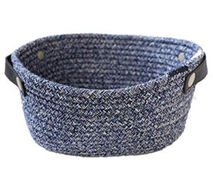 1 pack cotton rope basket,small woven basket,10 3/8 inch x 7 3/4 inch x 4 3/4 inch， baby cotton basket, children’s home decor (blue)