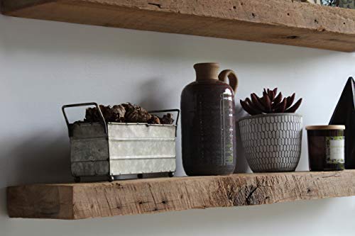 Urban Legacy Accent Floating Shelves | Reclaimed Wide Plank Barn Wood with Floating Brackets | Set of 2 (Natural, 36" x 7" x 2")