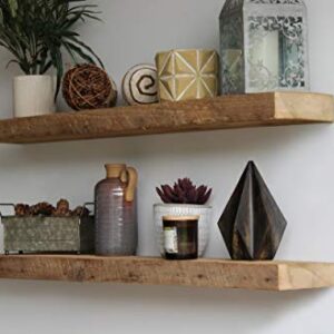 Urban Legacy Accent Floating Shelves | Reclaimed Wide Plank Barn Wood with Floating Brackets | Set of 2 (Natural, 36" x 7" x 2")