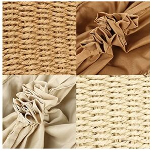 Straw Bags for Women, Hand-woven Straw Small Hobo Bag Round Handle Ring Tote Retro Summer Beach Rattan bag (Brown)