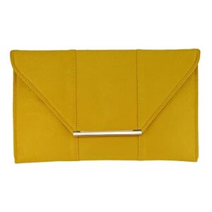 jnb women’s faux microsuede envelope clutch (mustard)