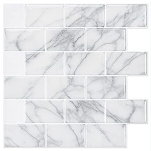 art3d 10-sheet peel and stick backsplash tile for kitchen (12″x12″, grey marble)