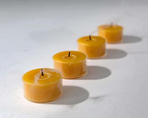 The Beeswax Co Tea light Beeswax Candles - Natural Honey Scented - For Home - Long-Lasting & Eco-Friendly - Cotton Wick - Slow Burning - Hand Poured Pure Organic Bees Wax - Set of 24 Tealights (Clear)