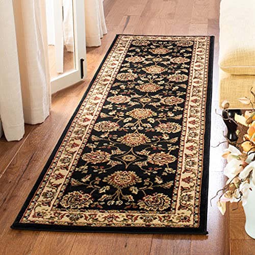 SAFAVIEH Lyndhurst Collection 2'3" x 8' Black/Ivory LNH555 Traditional Oriental Non-Shedding Living Room Entryway Foyer Hallway Bedroom Runner Rug