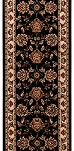 SAFAVIEH Lyndhurst Collection 2'3" x 8' Black/Ivory LNH555 Traditional Oriental Non-Shedding Living Room Entryway Foyer Hallway Bedroom Runner Rug