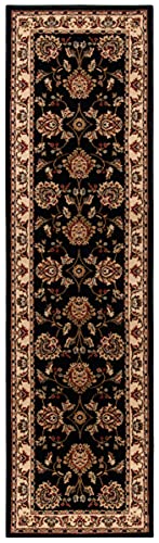 SAFAVIEH Lyndhurst Collection 2'3" x 8' Black/Ivory LNH555 Traditional Oriental Non-Shedding Living Room Entryway Foyer Hallway Bedroom Runner Rug