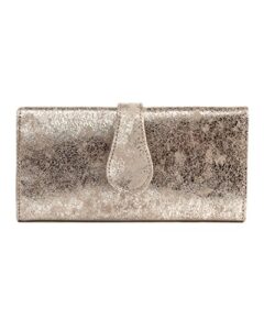cofi wallets – genuine handmade full grain leather mila trifold wallet, unique platinum