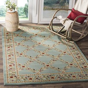 safavieh lyndhurst collection 8′ x 11′ blue / blue lnh557 traditional floral trellis non-shedding living room bedroom dining home office area rug