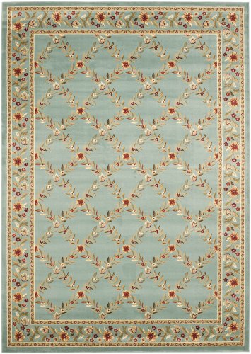 SAFAVIEH Lyndhurst Collection 8' x 11' Blue / Blue LNH557 Traditional Floral Trellis Non-Shedding Living Room Bedroom Dining Home Office Area Rug