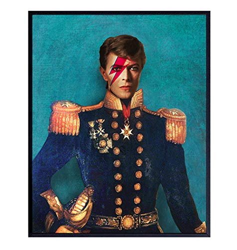 David Bowie Poster, Vintage Retro Pop Art Wall Art, Home Decor - Ziggy Stardust Art Print - Unique Room Decorations for Living Room, Bedroom, Dining Room - Gift for Modern Art, 80's Music Fans - 8x10