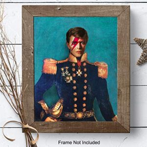 David Bowie Poster, Vintage Retro Pop Art Wall Art, Home Decor - Ziggy Stardust Art Print - Unique Room Decorations for Living Room, Bedroom, Dining Room - Gift for Modern Art, 80's Music Fans - 8x10