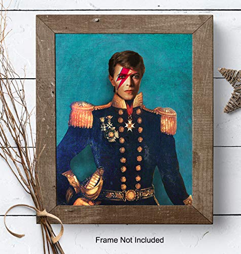 David Bowie Poster, Vintage Retro Pop Art Wall Art, Home Decor - Ziggy Stardust Art Print - Unique Room Decorations for Living Room, Bedroom, Dining Room - Gift for Modern Art, 80's Music Fans - 8x10