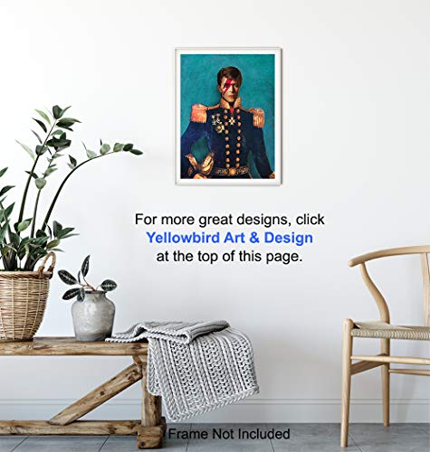 David Bowie Poster, Vintage Retro Pop Art Wall Art, Home Decor - Ziggy Stardust Art Print - Unique Room Decorations for Living Room, Bedroom, Dining Room - Gift for Modern Art, 80's Music Fans - 8x10