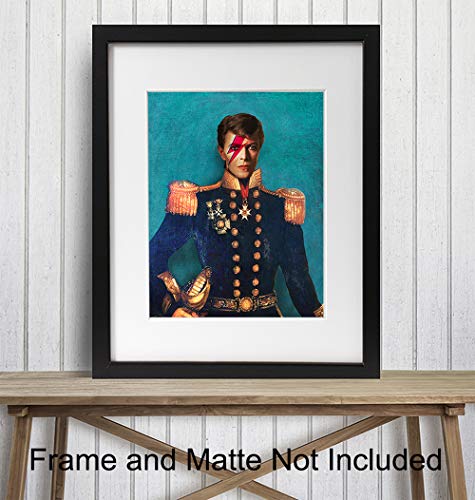 David Bowie Poster, Vintage Retro Pop Art Wall Art, Home Decor - Ziggy Stardust Art Print - Unique Room Decorations for Living Room, Bedroom, Dining Room - Gift for Modern Art, 80's Music Fans - 8x10