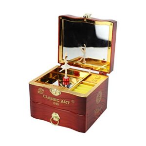 musical jewellery box with classic rotating ballerina dancer music box necklace ring storage organizer with mirror for women girls brithday gifts