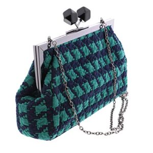 Oversized Houndstooth Clutch Evening Bag - Green