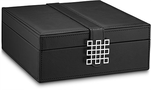 Glenor Co Classic 50 Slot Jewelry Box Earring Organizer with Large Mirror, Black