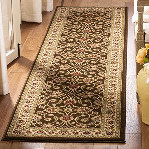 SAFAVIEH Lyndhurst Collection 2'3" x 12' Brown / Ivory LNH553 Traditional Oriental Non-Shedding Living Room Bedroom Runner Rug