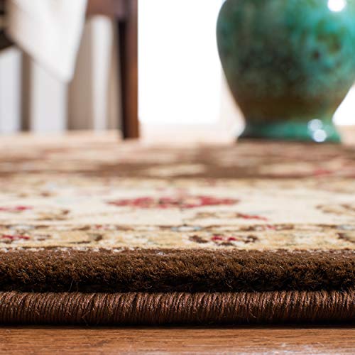 SAFAVIEH Lyndhurst Collection 2'3" x 12' Brown / Ivory LNH553 Traditional Oriental Non-Shedding Living Room Bedroom Runner Rug