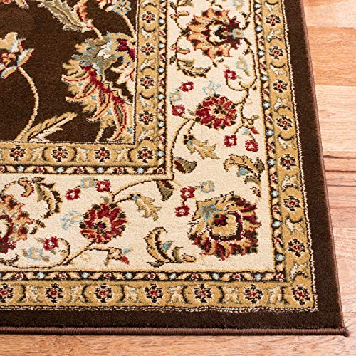 SAFAVIEH Lyndhurst Collection 2'3" x 12' Brown / Ivory LNH553 Traditional Oriental Non-Shedding Living Room Bedroom Runner Rug