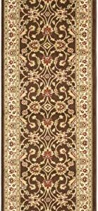 SAFAVIEH Lyndhurst Collection 2'3" x 12' Brown / Ivory LNH553 Traditional Oriental Non-Shedding Living Room Bedroom Runner Rug