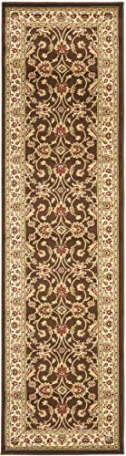 SAFAVIEH Lyndhurst Collection 2'3" x 12' Brown / Ivory LNH553 Traditional Oriental Non-Shedding Living Room Bedroom Runner Rug